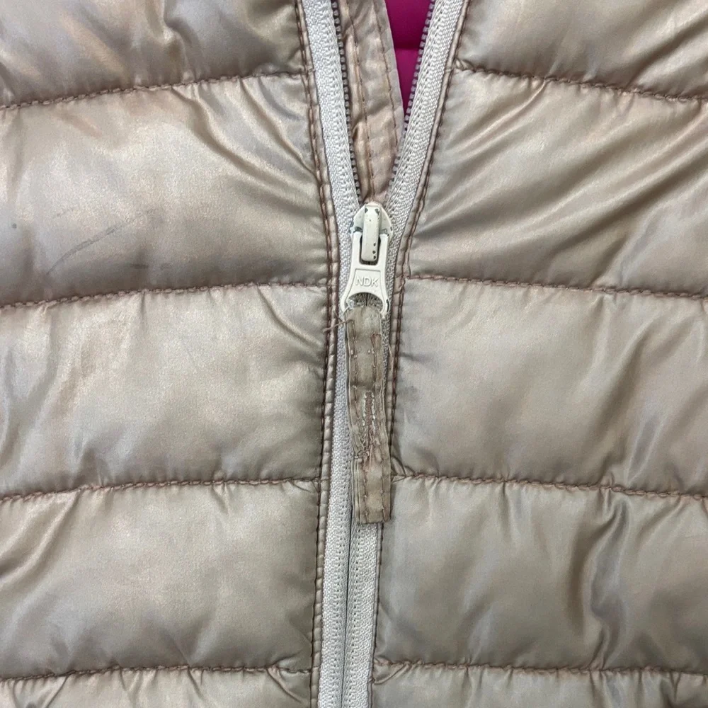 Kids Rose Gold Puffer Jacket with Pink Lining